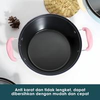Gambar AVEN Panci Sup Enamel + Tutup Kaca 18cm 20cm 22cm 24cm Tebal / Kuali Masak Pelunak Daging Sayur Serbaguna / High Quality Soup Pot Susu - 24CM - BIRU dari Aven Indonesia undefined 5 Tokopedia