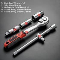 Gambar Allefix Hand Tool Alat Perkakas Kunci 1/2 Inch Set 8-32MM Socket Wrench Pas Sok Set 37 pcs- 6689 - SET 37PCS dari darma seller undefined 2 Tokopedia