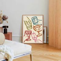 Gambar (IMPORT) Colourful Line Abstract FOOD and DRINK Poster Coffee Tea Wine Canvas Painting Retro Wall Art Kitchen Room Home Aesthetic Decor dari Kepowe123 undefined 1 Tokopedia