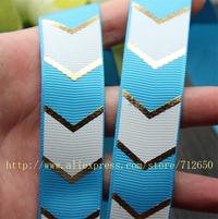Gambar New arrival 7/8'' 22mm width hot stamped gold chevron printed grosgrain ribbon diy Bow Gift Wrap 10 yards free shipping 13 color dari toko juriyah undefined 5 Tokopedia