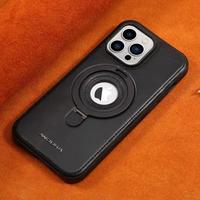 Gambar Case IPHONE 12 13 14 15 Pro Plus Max Casing Luxury Leather Metal Ring Stand Magsafe Cover Phone Case - BLACK, IP 14 PRO MAX dari GARUDACASE undefined 1 Tokopedia