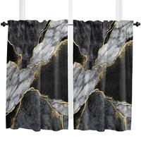 Gambar Abstract Background Black And White Marble Rod Pocket Short Curtain Half-Curtain For Home Kitchen Door Drape Cafe Small Window dari Blazing Inferno undefined 5 Tokopedia