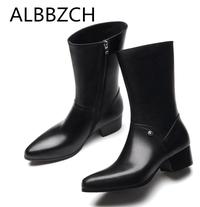 Gambar Mens Genuine Leather Business Work Boots 5cm High heels Autumn Winter Warm Snow Boots Pointed Toe Riding Equestrian Dress Boots dari Tidal Wave undefined 1 Tokopedia