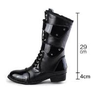 Gambar Spring Autumn British Style Thick Heels Rivet Buckles Bling Patent Leather Men Punk Riding Equestrian Military Army Half Boots dari Quick Retreat undefined 5 Tokopedia