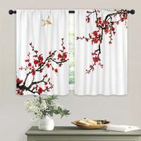 Gambar 2-piece Set of Flower and Bird Print Pattern Bedroom Bathroom Kitchen Curtains Suitable for Home Bedroom Room Shade Cloth dari Unseen Strike undefined 1 Tokopedia