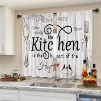 Gambar 2 Pack Kitchen Curtains Kitchen Knife and Fork Pattern Wooden Wood Retro Print Home Cafe Shade Cloth for Bathroom Floor Curtains dari Unseen Strike undefined 3 Tokopedia