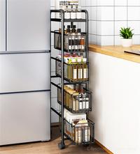 Gambar Modern Pull-out Shelves for Kitchen Organizer Slotted Shelf Floor-to-ceiling Multi-layer Home Organization and Storage Rack dari bunga 54 bangke undefined 5 Tokopedia