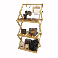 Gambar Outdoor camping folding portable rack camping kitchen utensils solid wood outdoor table furniture three-tier display rack hanger dari Thunder Fury undefined 2 Tokopedia