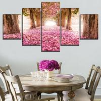 Gambar 5Pcs Modular Art Poster Canvas Print Alley Blossom Park Sakura Tree Paintings Framework Decor Living Room Home Wall Picture dari bloomify undefined 3 Tokopedia