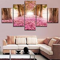 Gambar 5Pcs Modular Art Poster Canvas Print Alley Blossom Park Sakura Tree Paintings Framework Decor Living Room Home Wall Picture dari bloomify undefined 1 Tokopedia