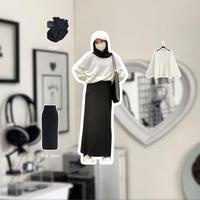 Gambar One Set 3in 1 One Set Wanita Hijab OOTD Wanita Hijab Kekinian Outfit Study Tour Kampus Hangout Nongkrong One Set - AA74 - satu set dari Kamil Bakery undefined 2 Tokopedia
