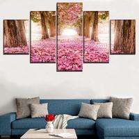 Gambar 5Pcs Modular Art Poster Canvas Print Alley Blossom Park Sakura Tree Paintings Framework Decor Living Room Home Wall Picture dari bloomify undefined 4 Tokopedia