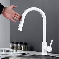 Gambar White Sensor Pull Down Kitchen Faucets Hot and Cold Touch Stainless Steel Kitchen Faucets Mixer Home Sensor Touch Kitchen Taps dari tokodahliaaaa undefined 2 Tokopedia