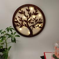 Gambar LED Trees and Green Leaves Round Warm Color Hanging Lights Home Decoration Wall Design Suitable for Kitchen Bathroom，No Battery dari Xeno Force undefined 1 Tokopedia