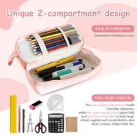 Gambar 2 Tier Pencil Case Large Capacity Case Bag Pouch Holder Box up to 50-90 Pencils for Office Student Stationery Organizer Supplies dari Pushpa Rrachana undefined 3 Tokopedia