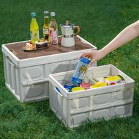 Gambar GIANXI Wooden Lid Camping Table Household Portable Folding Table Storage Outdoor Table Pliante Outdoors Furniture Storage Box dari HIrmizah khr1jahk undefined 4 Tokopedia