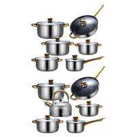 Gambar 6x Kitchen Cooking Set Ergonomic Handle with Glass Lid Saucepan Portable Pots and Pans Set Stainless Steel for Kitchen Home dari Icebound Phantom undefined 1 Tokopedia