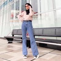 Gambar Tampilan Warna Hitam Ukuran Waist: 29 Celana Jeans Wanita Cutbray Hig dari badar92 undefined 5 Tokopedia