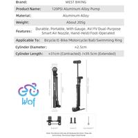 Gambar Terlaris WEST BIKING 152 Pompa Sepeda Barometer Bicycle Bike Gauge Pump Portable 120PSI YP0711152 Bicycle Pump 120PSI Portable Aluminum Alloy Bike Pump With Gauge Schrader Presta Valve Inflator Bike Accessories Termurah dari Damai Pedia 23 undefined 4 Tokopedia