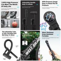 Gambar Terlaris WEST BIKING 152 Pompa Sepeda Barometer Bicycle Bike Gauge Pump Portable 120PSI YP0711152 Bicycle Pump 120PSI Portable Aluminum Alloy Bike Pump With Gauge Schrader Presta Valve Inflator Bike Accessories Termurah dari Damai Pedia 23 undefined 3 Tokopedia