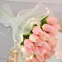 Gambar LED Light Flower Wrapping Mesh Yarn DIY Handmade Wedding Bouquet Flower Wrap Paper Birthday Party Valentines Day Gift Packaging dari SIKEM TISOK undefined 1 Tokopedia
