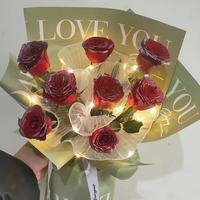 Gambar LED Light Flower Wrapping Mesh Yarn DIY Handmade Wedding Bouquet Flower Wrap Paper Birthday Party Valentines Day Gift Packaging dari SIKEM TISOK undefined 3 Tokopedia