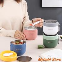 Gambar 600ml Insulated Soup Cup with Spoon Stainless Steel Lunch Box Sealed Breadfast Oatmeal Cup Thermo Food Container Bowl Portable dari KITRNIO SATYA25 undefined 3 Tokopedia