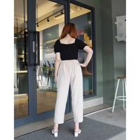 Gambar Rysun - Celana Highwaist Panjang Katun Premium Jumbo Wanita Kulot - Cream, M dari Rysun Store undefined 2 Tokopedia