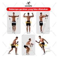 Gambar CHAMPS RESISTANCE BAND SET 11 IN 1 KARET ELASTIS PANJANG GYM TALI ALAT FITNESS ORIGINAL dari rorogiftt undefined 5 Tokopedia