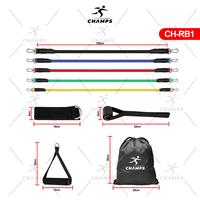 Gambar CHAMPS RESISTANCE BAND SET 11 IN 1 KARET ELASTIS PANJANG GYM TALI ALAT FITNESS ORIGINAL dari rorogiftt undefined 1 Tokopedia