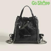Gambar Tas Ransel Serut Mini Wanita Viral Tas Bacpack Import Lucu Korean Style Aesthetic Terbaru Kekinian BK28 - BK28-HITAM dari GO SHOPP undefined 4 Tokopedia