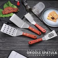 Gambar Griddle Spatula/Spatula/Sutil Burger, Martabak, Tepanyaki, Roti Bakar Lubang/Non Lubang Pegangan Kayu Stainless Steel Multifungsi - Besar Standar dari Bandung Grup Stainless undefined 1 Tokopedia