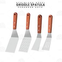 Gambar Griddle Spatula/Spatula/Sutil Burger, Martabak, Tepanyaki, Roti Bakar Lubang/Non Lubang Pegangan Kayu Stainless Steel Multifungsi - Besar Standar dari Bandung Grup Stainless undefined 5 Tokopedia