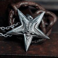 Gambar KALUNG ELEGANT Vintage Mens Satanic Inverted Pentagram Skull Pendant Necklace for Men Punk Demon Chaos Star Skull Necklace Baphomet Jewelry - SV, 45cm dari Yuni Gripsadzin undefined 2 Tokopedia