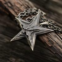 Gambar KALUNG ELEGANT Vintage Mens Satanic Inverted Pentagram Skull Pendant Necklace for Men Punk Demon Chaos Star Skull Necklace Baphomet Jewelry - SV, 45cm dari Yuni Gripsadzin undefined 3 Tokopedia