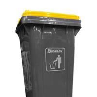 Gambar Tempat Sampah Besar Beroda & Berpedal Dust Bin Outdoor/Tong Sampah Jumbo 240 Liter - Abu Kuning dari Faufau Furniture Original undefined 4 Tokopedia