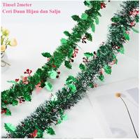 Gambar (2 Meter x 9cm) Tinsel Slinger Salju Hijau Ceri Cherry Rumbai Gaba gaba Bulat Tebal Hiasan Pohon Natal Dekorasi Ruangan Gereja Hotel Ballroom Rumah 1 meter 4ft 5ft - CERI SALJU, 2meter x 9cm dari ladala undefined 1 Tokopedia