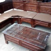 Gambar Kursi Sudut JATI +Busa Dudukan, Meja Kursi Ruang Tamu Model L dari cahayaagungfurniture undefined 4 Tokopedia