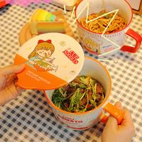 Gambar 950ml Cartoon Instant Noodle Bowl With Cover Salad Bowl Ceramic Soup Handle Cup Student Office Lunch Box Boy Girl dari Atep548 undefined 5 Tokopedia
