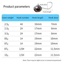 Gambar 10 Pcs Big Eyes Jig Head Fishing Hooks with Mustad Hook 2.5g 3.5g 5g Fish Head Fishhook for Fishing Tackle Free Soft Worm Lure dari wurmush undefined 3 Tokopedia
