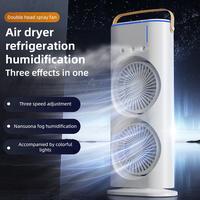 Gambar 2024 NEW Tower Fan Dual Head Spray with Control Mist Humidifier 180° Adjustable 90° Rotatable USB Desk Fan with 3 Wind Speed dari ahmadzaicell undefined 2 Tokopedia