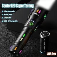 Gambar 【Anbolt-Toko andalan resmi】 A18 Pro Senter Super Terang Tahan Lama USB C Rechargeable Senter Jarak Jauh 1 km Zoom Flashlight 250000Lumens Senter Tahan Air dari nirmalabagstore undefined 1 Tokopedia