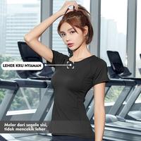 Gambar YOUMI Baju Olahraga Wanita Running gym Atasan Wanita Yoga Fitness T-Shirt Lengan Pendek Tile dari Lalisya Store undefined 4 Tokopedia