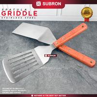 Gambar SUBRON Spatula Griddle Lubang Non Lubang Panggang Roti Steak Ukuran Besar Stainless Handle Kayu - Non Lubang S dari SUBRON KITCHENWARE undefined 2 Tokopedia