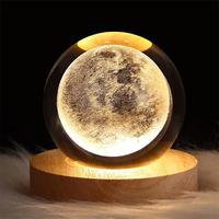 Gambar Unique 3D Crystal Ball Lamp with Galaxy and Planetary Projections USB Night Light for Cozy Atmosphere plasma ball - moon dari jerukmelati undefined 1 Tokopedia