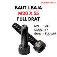 Gambar 12.9 Baut L Baja M20X55 / 20X55 / M20 X 55 / 20 X 55 FT - Black Hex Socket Head Cap Screw dari Toko Dunia Baut Jakarta undefined 1 Tokopedia