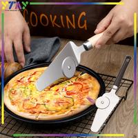 Gambar 2in1 Spatula Shovel Pizza Stainless Steel Pemotong Pisau Roda Pizza Pizza  Adonan Cutter - Khaki dari GudangDeal undefined 1 Tokopedia