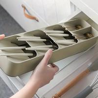Gambar Cutlery Organizer Knife Storage Tray Spoon Organizer Space Saving Cutlery Rack Compartment Organizer Kitchen Drawer Organizers dari herni cantaterangeun53 undefined 1 Tokopedia