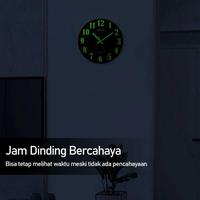 Gambar Jam Dinding Modern Minimalis Bulat TaffHOME Quartz Luminous Glow in The Dark 30cm - Hitam Ptih MDB4 dari TimeMachineIndonesia undefined 4 Tokopedia