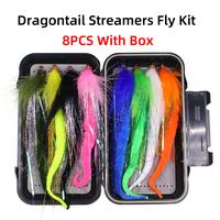 Gambar Ellllv 8PCS/Kit 2/0 Fly Fishing Dragontail Streamer Lure with Double Faced Box Big Baitfish for Pike Muskie Striped Bass Fishing dari Marlong Olshop undefined 3 Tokopedia
